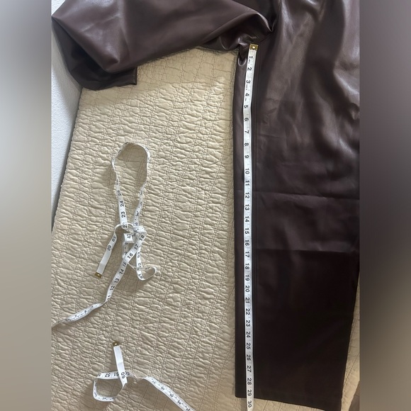 Rebecca Taylor Womens Brown Leather Wide Leg Pants Drawstring Waist NWOT Small - Picture 10 of 10